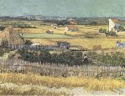 Vincent Van Gogh Harvest at La Crau,with Montmajour in the Background (Blue Cart) (mk09) china oil painting reproduction